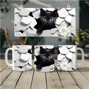 11oz Ceramic Coffee Mug - 3DCuteCat1