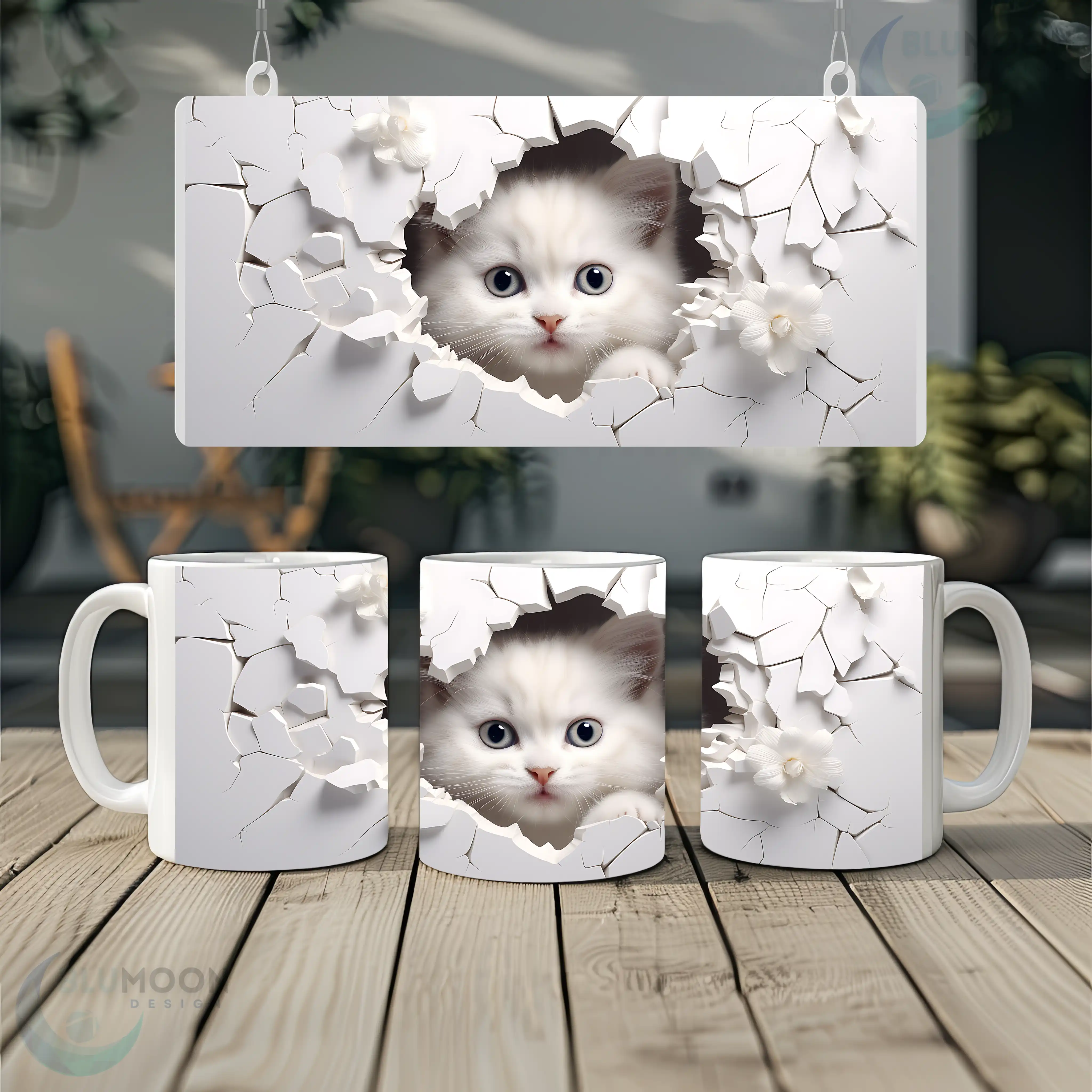 3D Cat Mug Wrap PNG 19 19 11oz Ceramic Coffee Mug - 3DCuteCat12